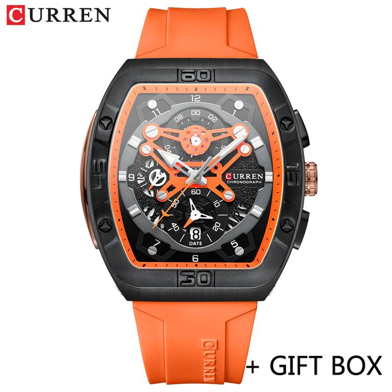 CURREN Man WristWatch Waterproof Chronograph Date Men Watch Military Top Brand Luxury Silicone Original Sport Male Clock 8443
