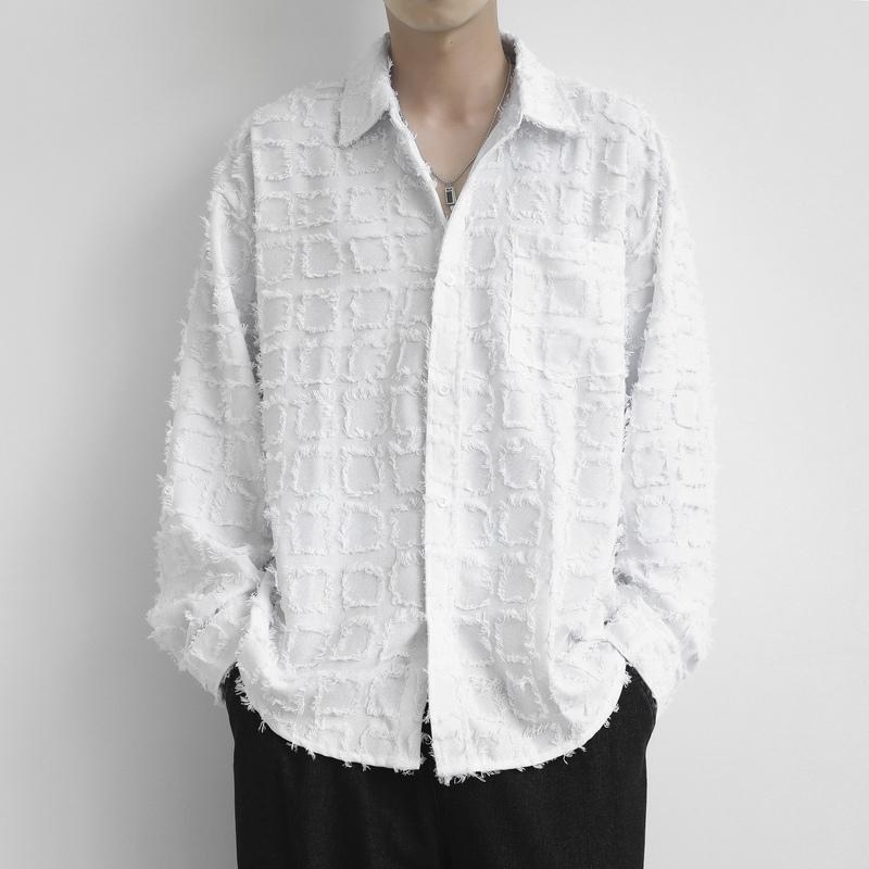 

Plaid Shirt Men s Autumn Japanese Style Youth Jacket Trendy Hong Kong Style Long-sleeved Shirt M белый