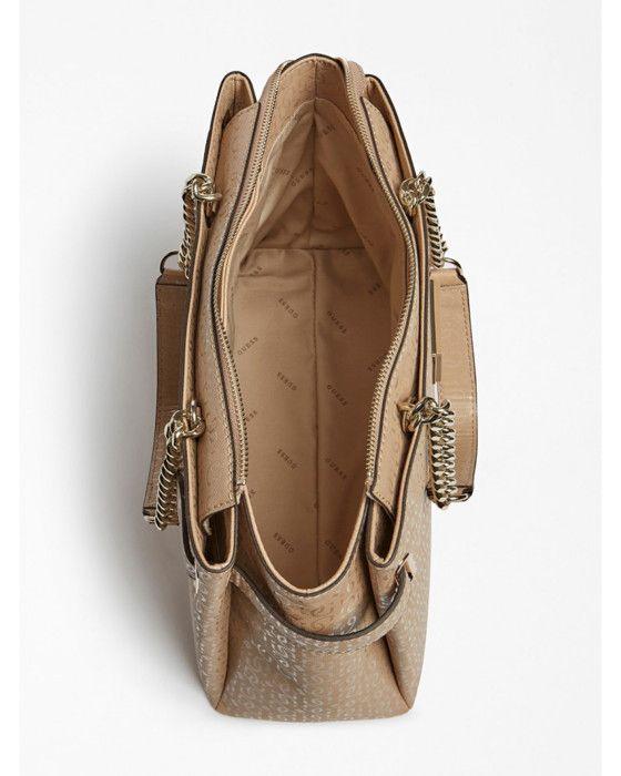 Sac à épaule - GUESS - Blane Society - Beige - 32x27x13 cm - Zippé