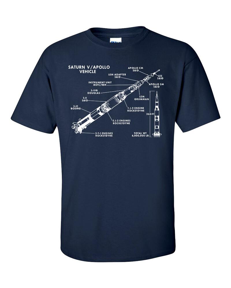 Saturn 5 Rocket Five V Apollo Moon Landing Technical Drawing BlueprinT-shirt XXXXL