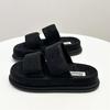 Leather Step On Shit Feeling Velcro Platform Bread Slippers Women's Wear 2025 Summer New Fashion Casual Beach Shoes