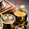Luxury Korean 304 Stainless Steel Spice Jars: Salt & Oil Jar with Spoon, Gold Accent
