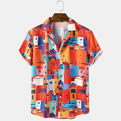Camisa de Ocio de Manga Corta para Hombre Camisa Estampada para Vacaciones en la Playa para Hombre Camisa Estilo Hong Kong