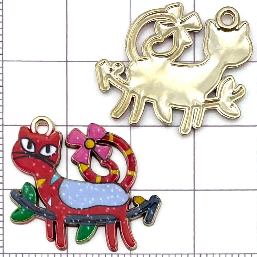 10 Colorful Enamel Alloy Cat Pendant Charms for DIY Jewelry