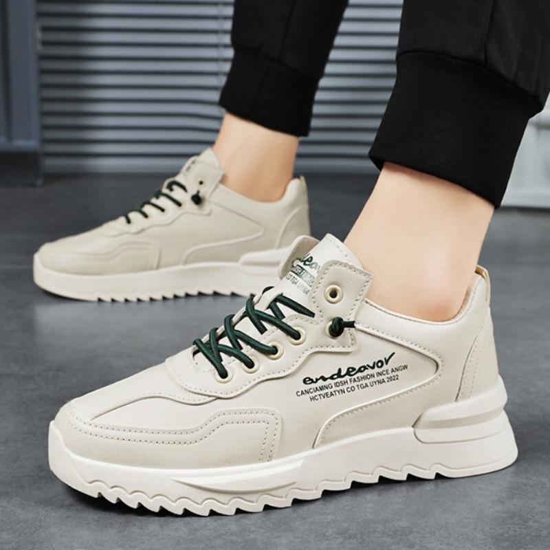 Men Casual Sneakers  Lace-up Platform Flats Shoes Fashion Comfortable Tennis Shoes Student Small White Shoe Trend Versatile