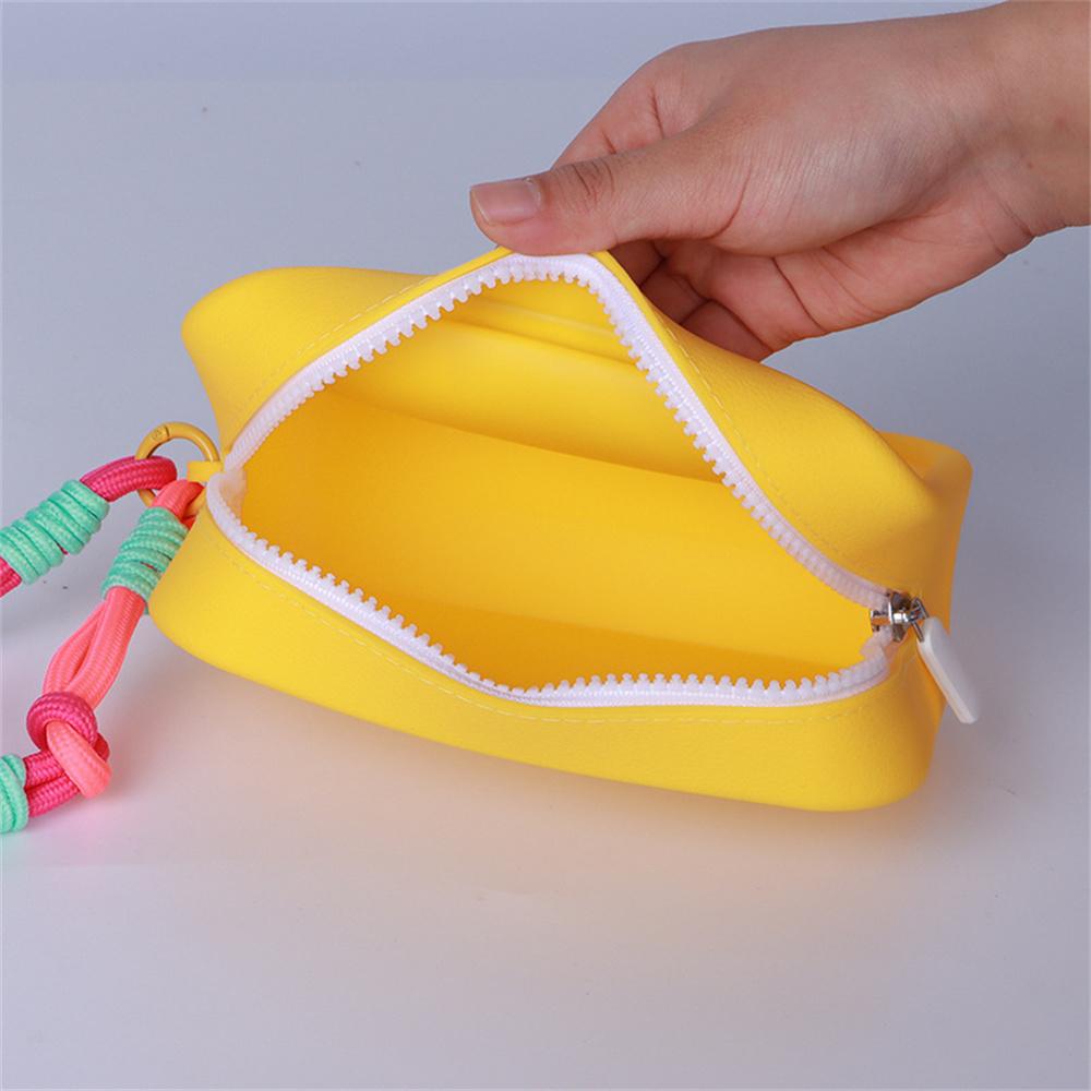 Candy Silicone Makeup Bag With Braided Wrist Rope Portable Lanyard Cosmetic Bags Waterproof Zipper Toiletries Lipstick Bag