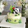 Adorable Panda Cake Decor - Cute Mori Style Bamboo Animal Birthday Ornaments for Kids
