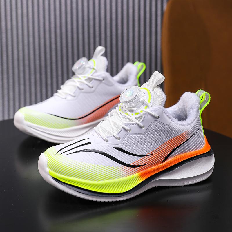 Chitu 6pro children's sports shoes new boys and girls fly-woven velvet warm button shoes student running shoes