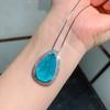 Jewelry Sky Blue Simulation Paraiba Large Water Drop Jewelry Set Stud Earrings 10 * 14 Pendant 15 * 25