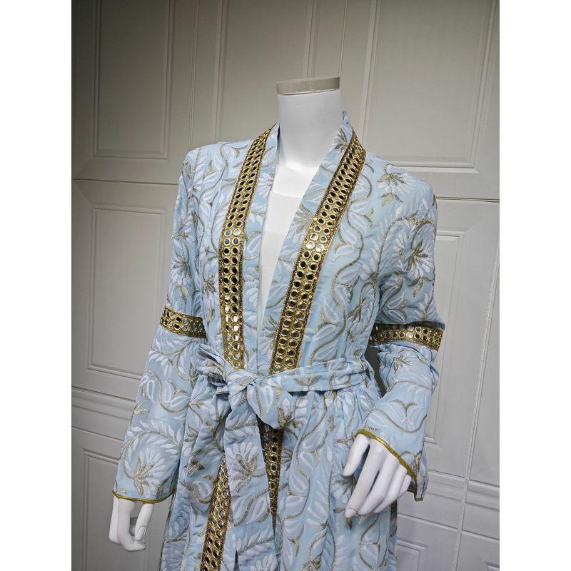 2025 Embroidered Bell Sleeve Base Skirt Cardigan Belt Middle East Dubai Robe Arab Dress Dress