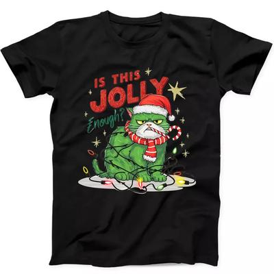 Weihnachtskatze Weihnachtsfeiertag Ist das fröhlich genug Lustiges Geschenk Schwarzes T-Shirt 225