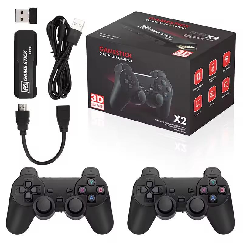 NEW Upgrade X2 PLUS Gamestick 3D Retro Video Game Console Wireless Controllers HDTV Out 15000 Games 40 Emulators for PSP/PS1/MAM