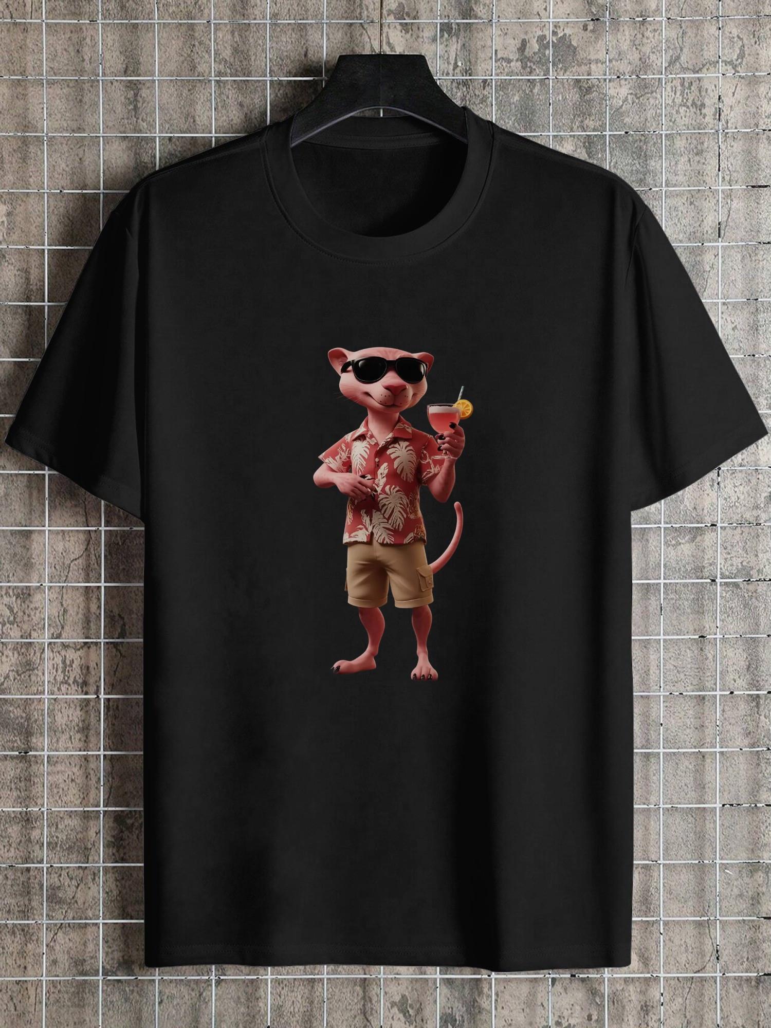 1pc anthropomorphic pink panther hawaiian graphic T-shirt XL