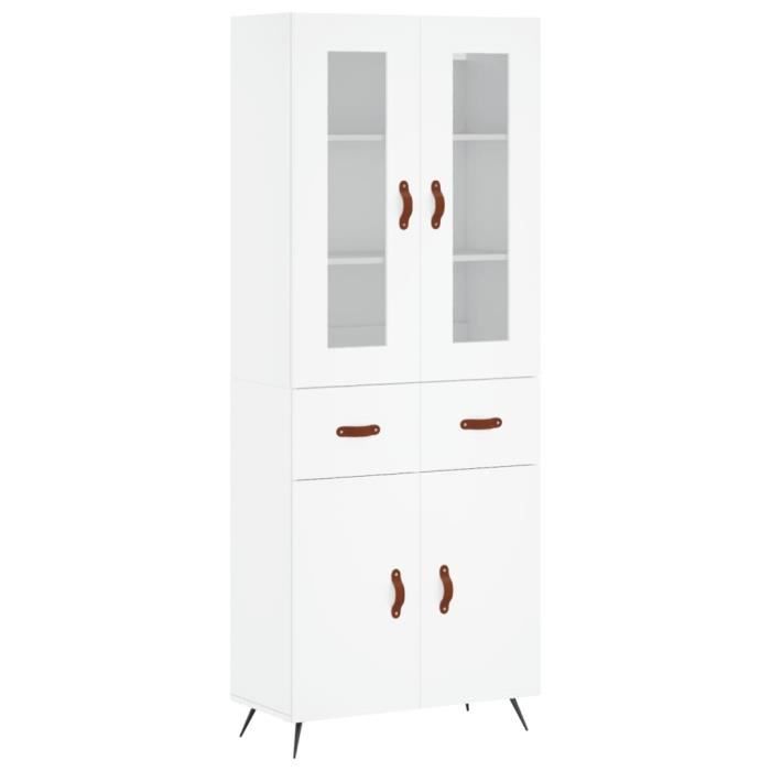 VidaXL Buffet haut Blanc 69,5x34x180 cm Bois d'ingénierie 3198505