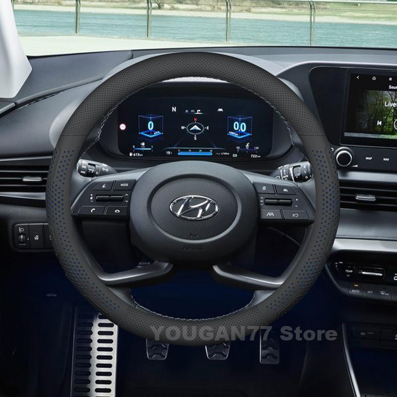Leather Car Steering Wheel Cover For Hyundai Bayon 2022-2025 wear-resistant Auto Steering Wheel Hyundai Bayon Accessories 2025