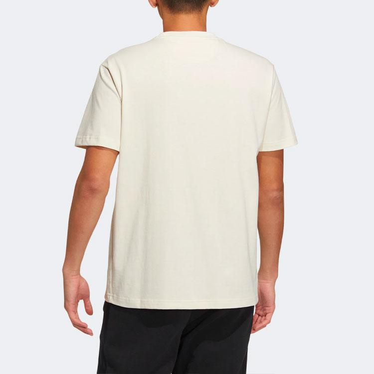 Adidas Neo Solid Color Crew Neck Sports T-Shirt Unisex Tops Beige HS6813