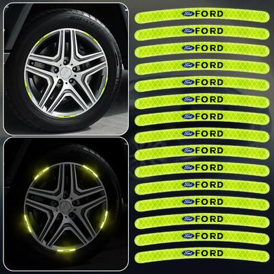 Car Wheel Hub Reflective Sticker Tire Rim Reflective Strips For Focus Mondeo MK1 MK2 MK4 MK3 Fiesta ST Line Kugo Transit Escape Fusion Explorer