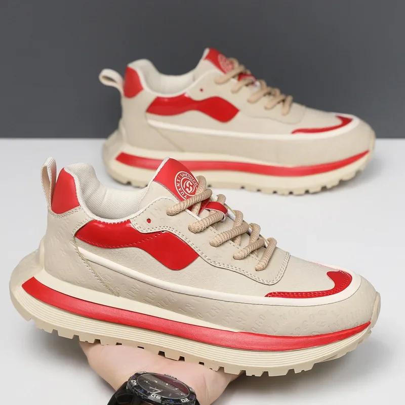 Men's Spring and Autumn Low Top Trendy Versatile Thick Soled Sports Shoes Lace Up Anti Slip High Quality Casual Shoes Tenis 2025
