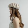 High Quality Fashion Spring and Summer PU Brim Adjustable Knitted Solid Color Cotton Beret Painter Hat for Women