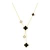 Double-Sided Four-Leaf Clover Tassel Pendant Necklace for Women