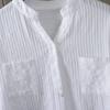 Ladies' White Shirt, Long-sleeved, Loose, Casual Solid Color V-neck Shirt, Ladies' Long-sleeved Top