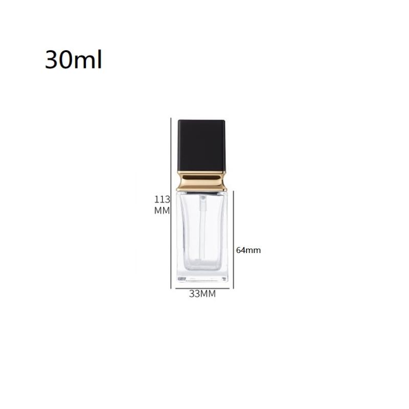 15-40Ml Empty Pump Bottle Glass Liquid Foundation Container Makeup Transparent Square Refillable Bottle Portable Pump Bottle