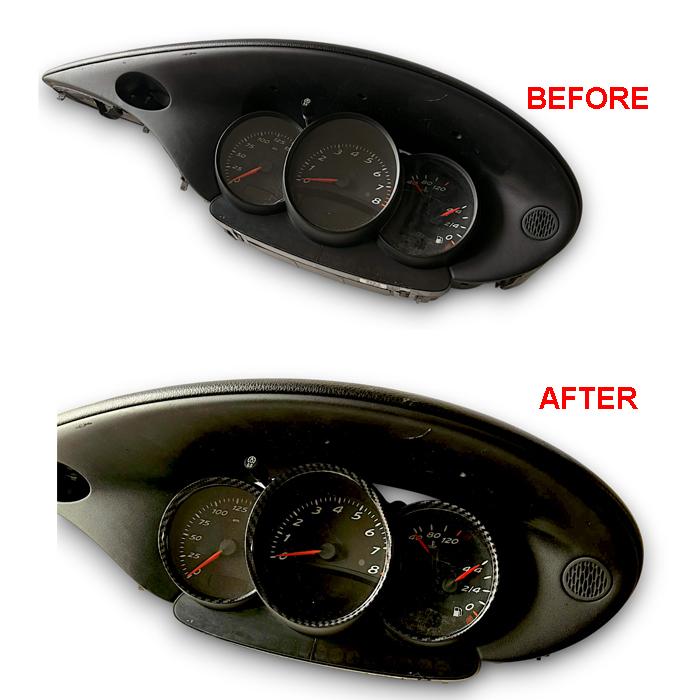 Gloss Carbon Fiber Pattern Dashboard Dial Gauge Rings Bezel Trim For Porsche 986 Boxster - ABS Plastic Made