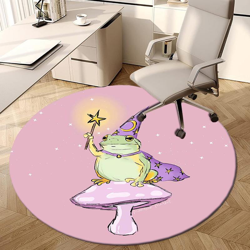 1pc Office Carpet Chair Mats Frog Wizard On Mushroom Perfect for Decorating Office Chairs, Living Rooms, Or Bedrooms