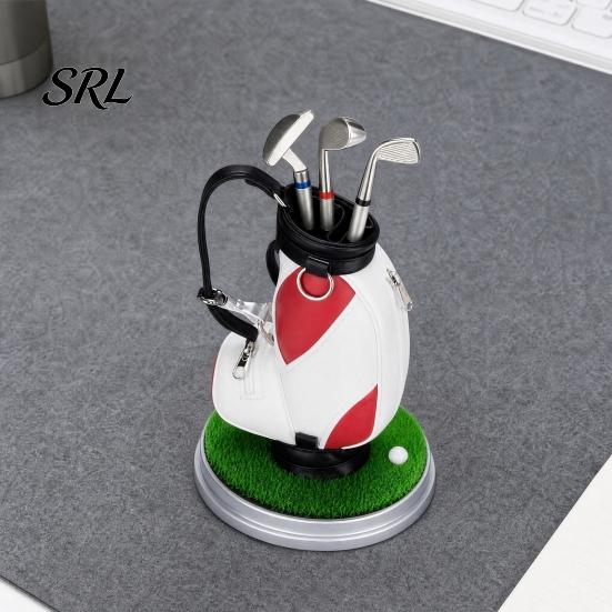 Compact Pen Holder Golf Set, Mini Bag Desk Organizer with 3 Putter Club Pens, Novelty Office Decor for Men, Business Gift Practical Supplies Men