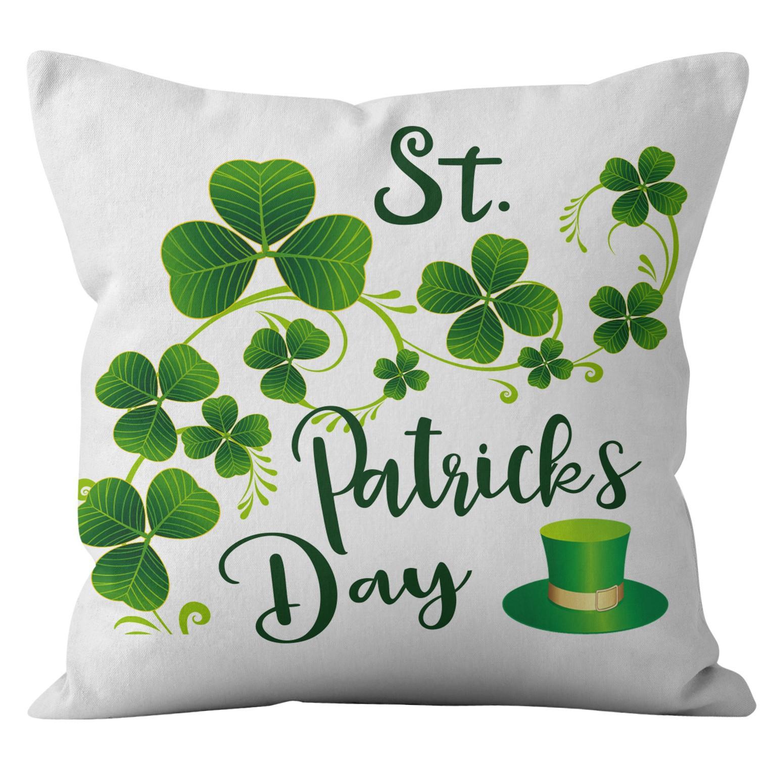 

Наволочка для дома Ст. Наволочка на День святого Патрика Четырехлистный клевер Клетчатая Наволочка на диванную подушку 45*45cm