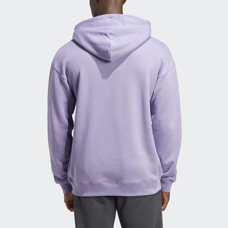 adidas Real Madrid Official Club Graphic Casual Loose Hooded Sweatshirt Daily Sports Pullover Men Magic Lilac HT6460