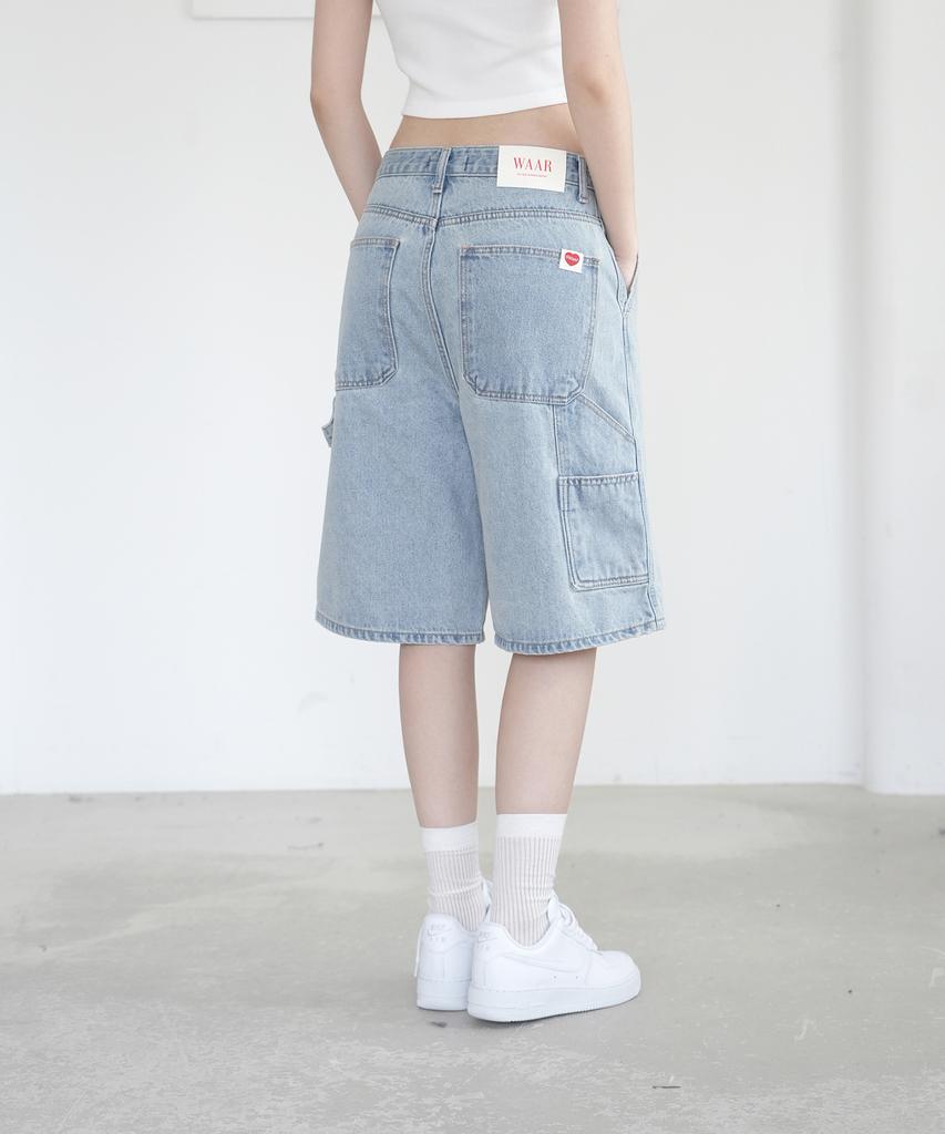 WAARFORWOMAN W1096 Carpenter Bermuda Pants_Light Blue