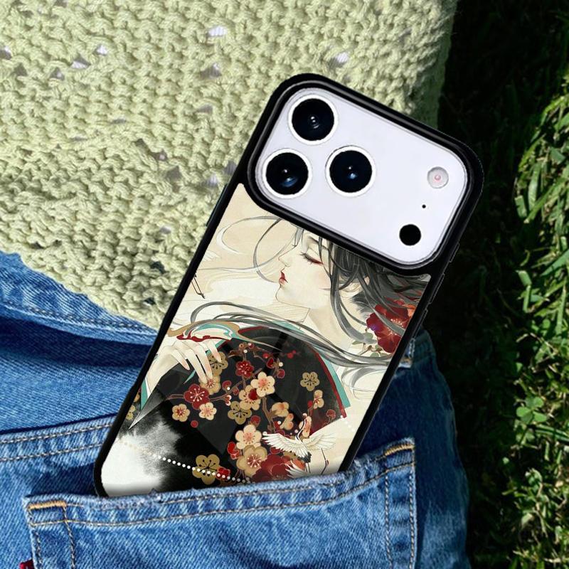 Japanese Geisha Phone Case For iPhone 17 AIR 16 Pro Max 15 14 Pro 11 12 13 Shockproof Silicone Cover