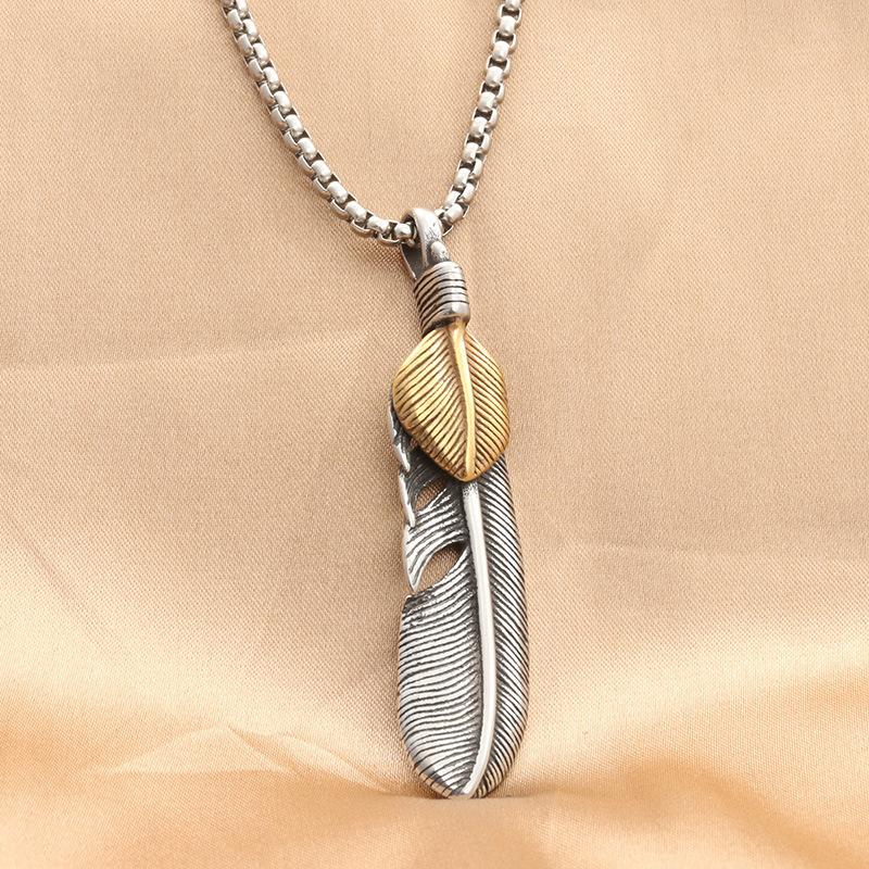 European and American Animal Eagle Feather Pendant Personalized Punk Retro Trendy Men Feather Pendant