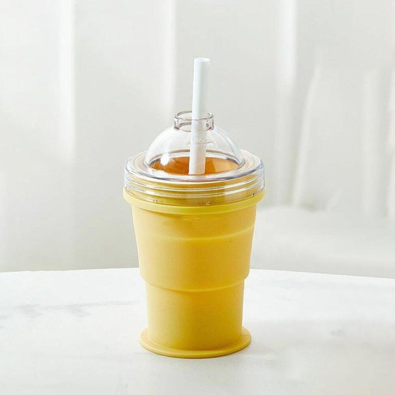 

2026New Portable Foldable Ice Ball Cup With Built-In Straw Food-Grade Silicone Ice Maker Mold Summer Outdoor Travel Tumbler one size жовтий
