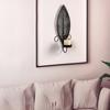 Elegant Black Metal Wall Candle Sconces, Leaf Shape Decorative Candlestick Candle Holders For Home And Event 2PCS