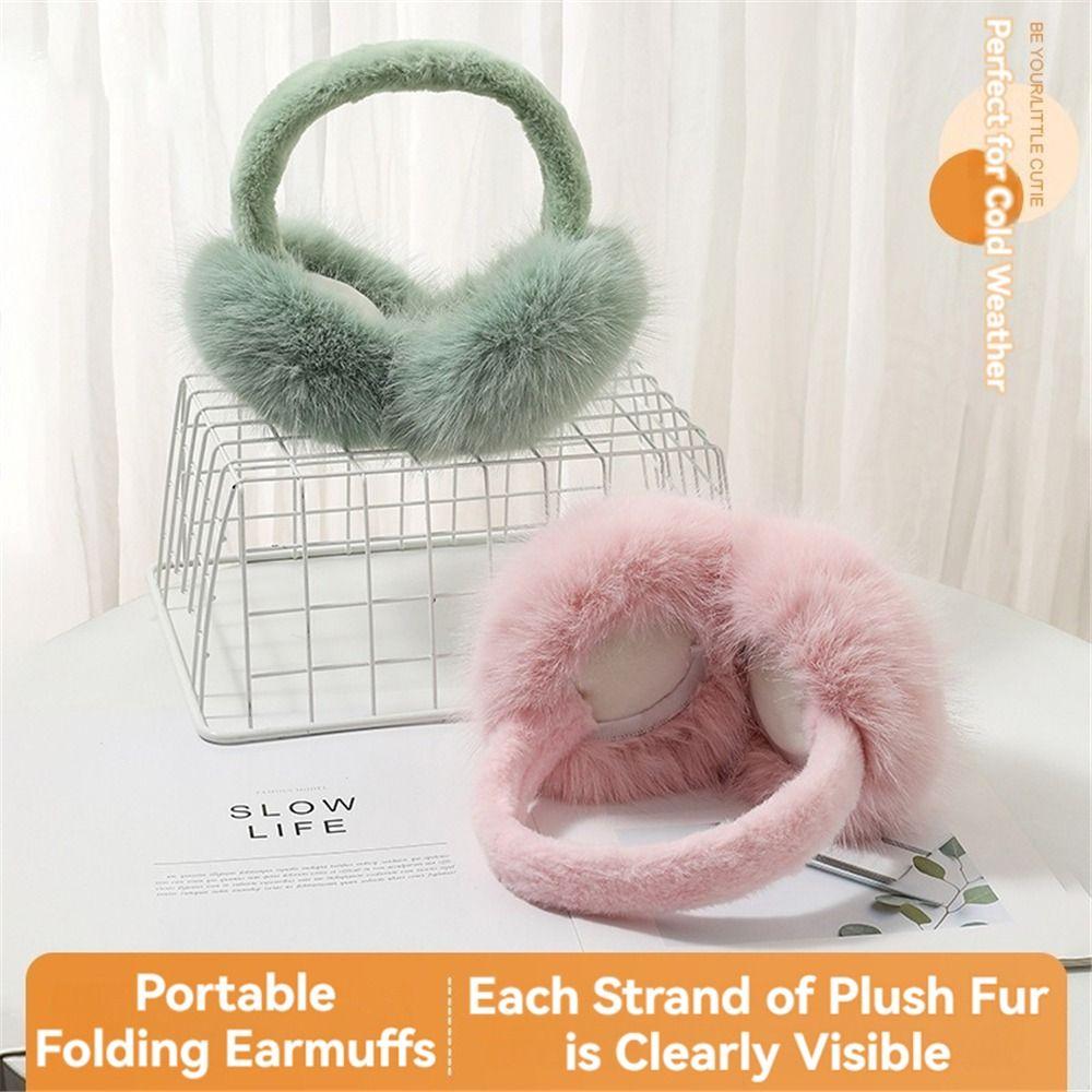 Foldable Women Men Ear Warmer Comfortable Plush Ear Covers Fluffy Earflaps  for Cold Weather