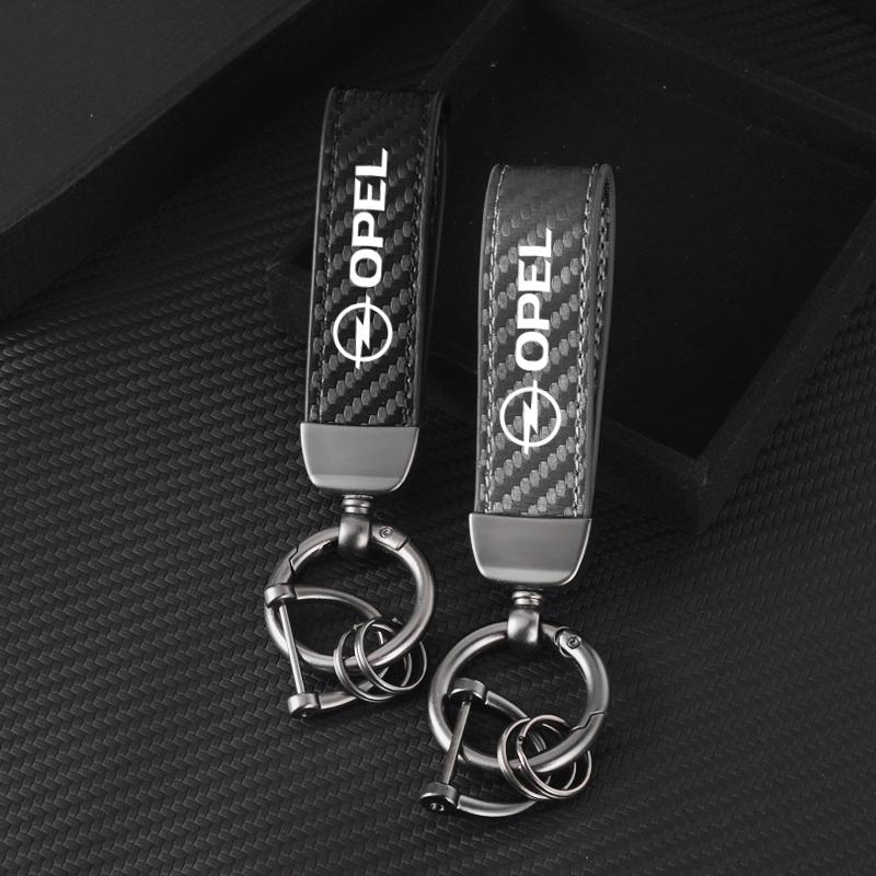 Carbon Fiber Car Keychain Key Chain Ring Metal Leather For Opel Insignia Zafira B Vectra C B Mokka Vectra Astra H G J Corsa D