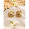 Womens  Intricate Green Stone And Golden Beade Traditional Jewellery Set