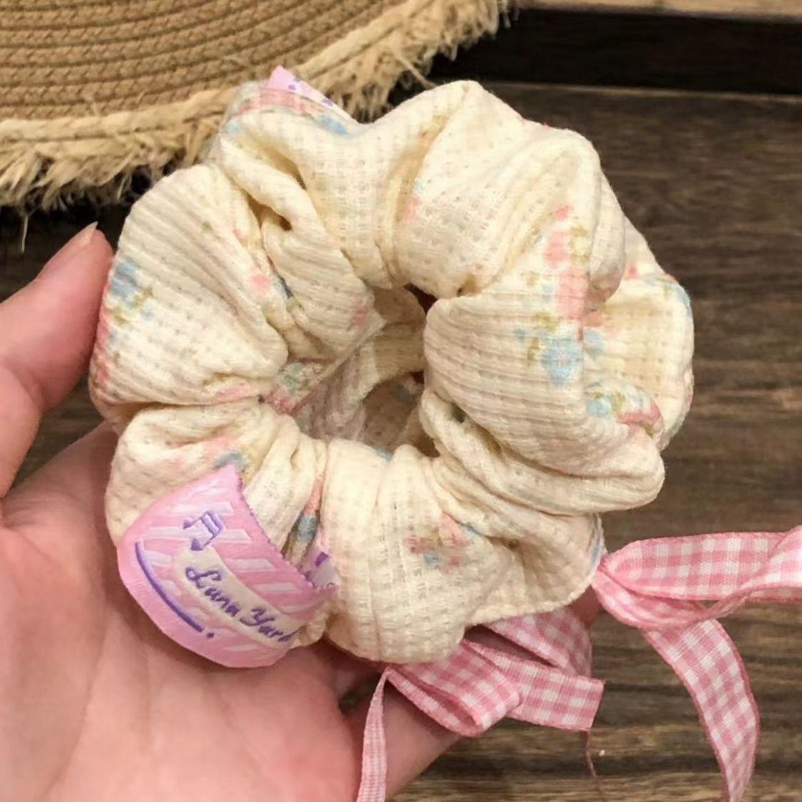 Ballet-Style Sweetheart Pink Checkered Floral Hair Bow and Headband Set