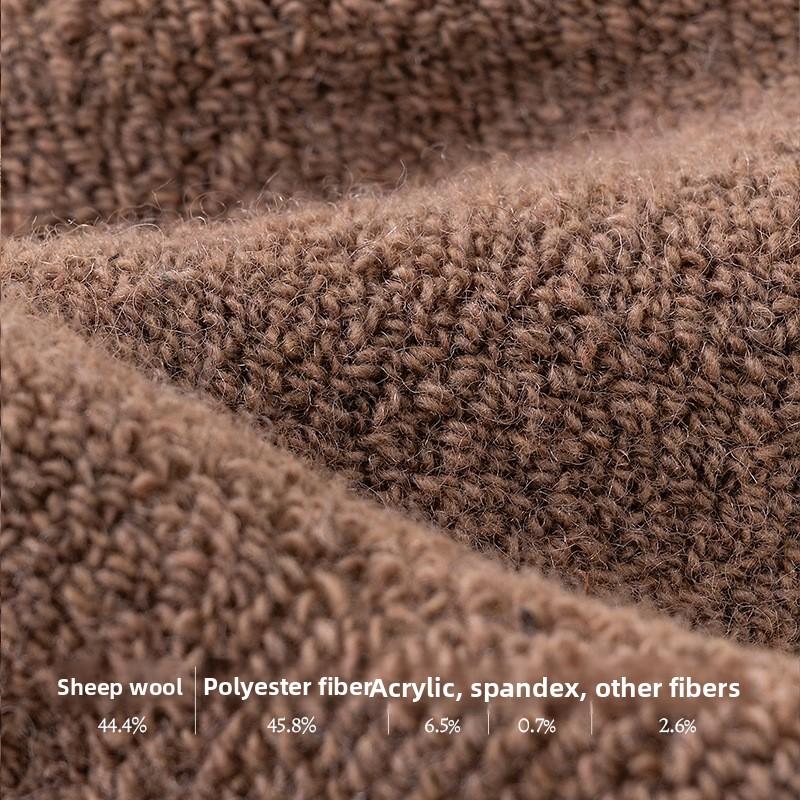 Men's Mid-calf Winter Warm High-elasticity Socks, Men's Socks, Anti-odor and Sweat-absorbing Solid Color Super Thick Wool Socks