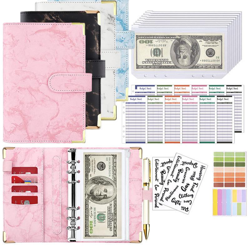 Portable A6 Cash Envelope Budget Notebook With 6 Holes Loose Leaf Binder For Saving Money Financial Management Planner
