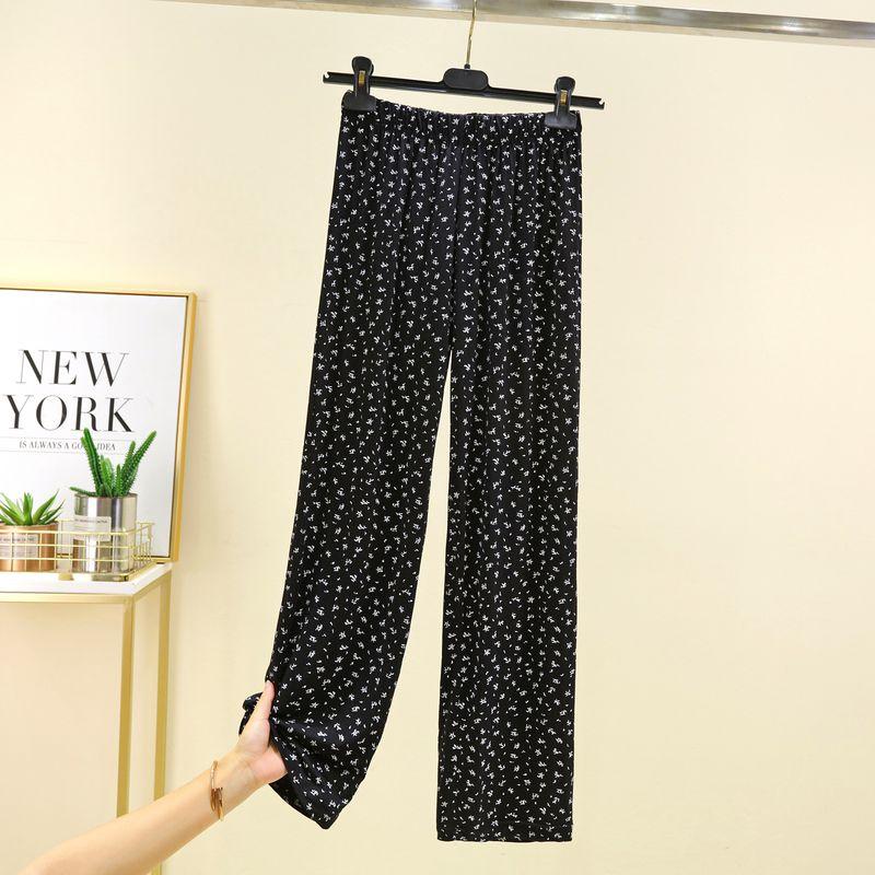 

Модальные брюки для дома с маленьким цветочным принтом, свободные, тонкие, повседневные Black XL (55.00 kg-70.00 kg recommended