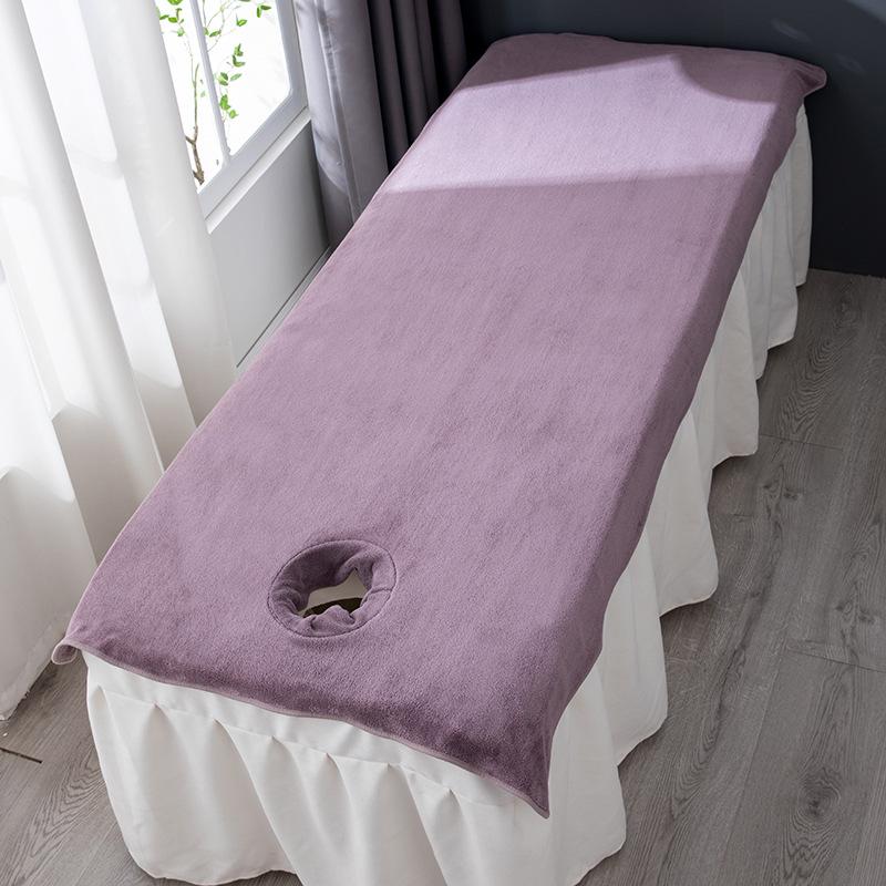 Coral Fleece Beauty Massage Bed Cover Sheet SPA Massage Bed Table Cover Face Hole Body Spa Salon Bedspread Decoration
