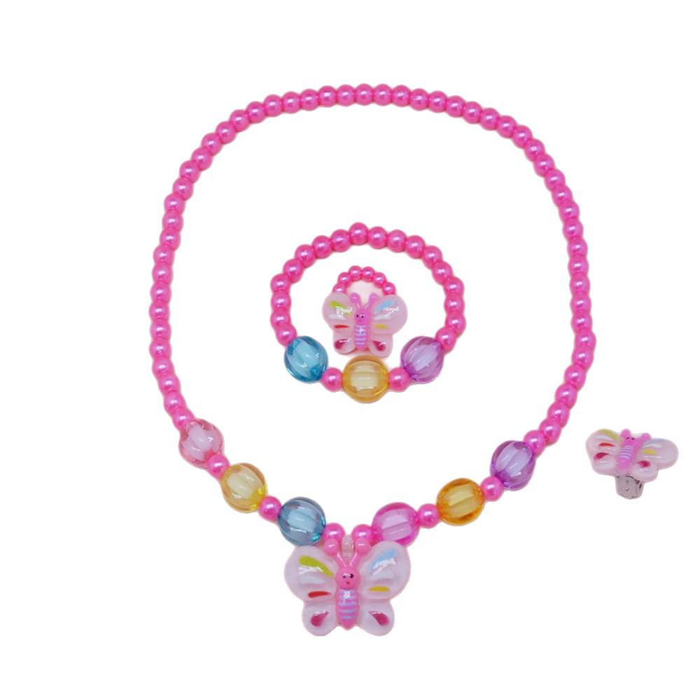 Children's Cartoon Necklace Set: Dopamine Pendant & Ring Holiday Gift
