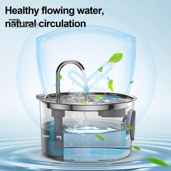 Large Capacity Pet Water Fountain Cat 3.2L/108oz Purify Stainless Steel Drinking with Filtration System Silent Pump Healthy Living for Home