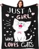Cat Blanket for Gifts Cat Lovers Cozy Soft Flannel Kawaii Throw Blanket for Kids Adults Cozy Soft Blankets for Sofa Bed Couch