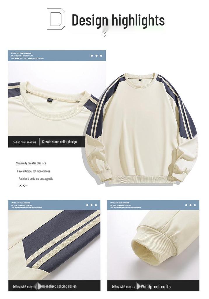 2025 New Cross-border Men's Two-Stripe Casual Crew Neck Outfit - Youth Spring/Autumn Fashion Set