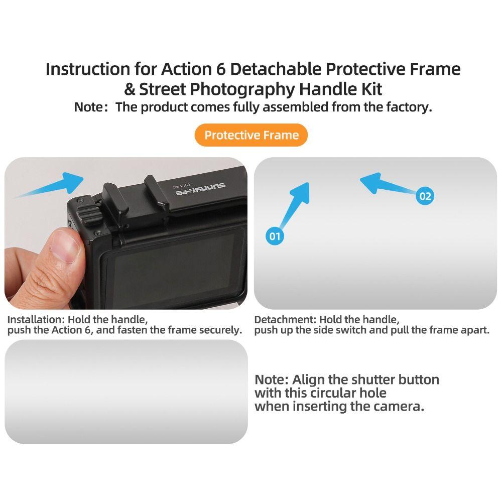 Schnellwechsel-Fotografie Street Grip Kit 2-in-1 Abnehmbar Mit Cold Shoe Kamera-Griffgriff Leicht für DJI Osmo Action 6