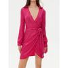 Rose Red Long Sleeve Sequins Shirts Short Dress Birthday Party Formal Dress Date Rose Red Shirt Dress